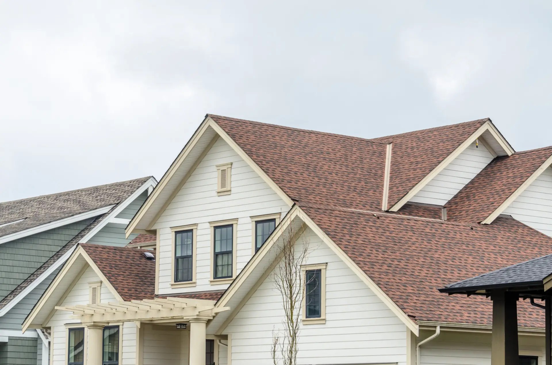 The top of the house with a focus on the roof